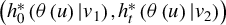 left parenthesis h 0 Superscript asterisk Baseline left parenthesis theta left parenthesis u right parenthesis vertical bar v 1 right parenthesis comma h Subscript t Superscript asterisk Baseline left parenthesis theta left parenthesis u right parenthesis vertical bar v 2 right parenthesis right parenthesis