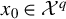 x 0 element of script upper X Superscript q