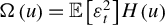 normal upper Omega left parenthesis u right parenthesis equals double struck upper E left bracket epsilon Subscript t Superscript 2 Baseline right bracket upper H left parenthesis u right parenthesis