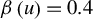 beta left parenthesis u right parenthesis equals 0.4