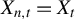 upper X Subscript n comma t Baseline equals upper X Subscript t