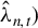 ModifyingAbove lamda With caret Subscript n comma t Baseline right parenthesis