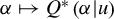 alpha right arrow from bar upper Q Superscript asterisk Baseline left parenthesis alpha vertical bar u right parenthesis