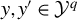 y comma y prime element of script upper Y Superscript q