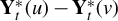 bold upper Y Subscript t Superscript asterisk Baseline left parenthesis u right parenthesis minus bold upper Y Subscript t Superscript asterisk Baseline left parenthesis v right parenthesis
