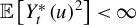 double struck upper E left bracket upper Y Subscript t Superscript asterisk Baseline left parenthesis u right parenthesis squared right bracket less than infinity
