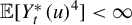 double struck upper E double struck left bracket upper Y Subscript t Superscript asterisk Baseline left parenthesis u right parenthesis Superscript 4 Baseline right bracket less than infinity