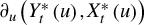 partial differential Subscript u Baseline left parenthesis upper Y Subscript t Superscript asterisk Baseline left parenthesis u right parenthesis comma upper X Subscript t Superscript asterisk Baseline left parenthesis u right parenthesis right parenthesis