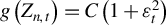 g left parenthesis upper Z Subscript n comma t Baseline right parenthesis equals upper C left parenthesis 1 plus epsilon Subscript t Superscript 2 Baseline right parenthesis