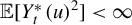 double struck upper E left bracket upper Y Subscript t Superscript asterisk Baseline left parenthesis u right parenthesis squared right bracket less than infinity