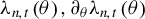 lamda Subscript n comma t Baseline left parenthesis theta right parenthesis comma partial differential Subscript theta Baseline lamda Subscript n comma t Baseline left parenthesis theta right parenthesis