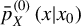 ModifyingAbove p With bar Subscript upper X Superscript left parenthesis 0 right parenthesis Baseline left parenthesis x vertical bar x 0 right parenthesis