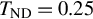 upper T Subscript upper N upper D Baseline equals 0.25