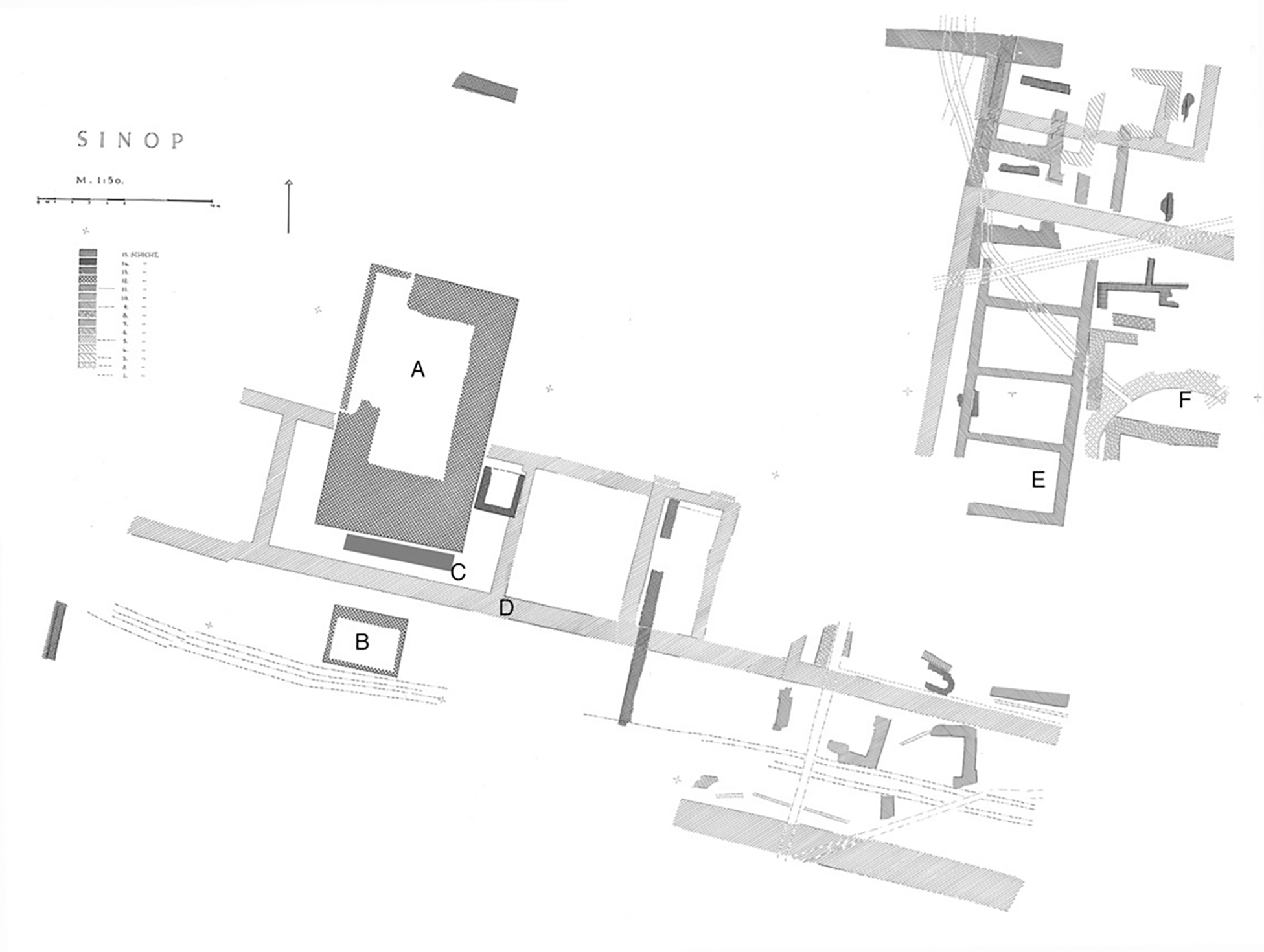A plan of the Hellenistic temple and surrounding structures.