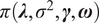 pi left parenthesis bold italic lamda comma sigma squared comma bold italic gamma comma bold italic omega right parenthesis