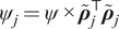psi Subscript j Baseline equals psi times bold italic rho overtilde Subscript j Superscript normal down tack Baseline bold italic rho overtilde Subscript j