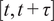 left bracket t comma t plus tau right bracket