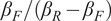 beta Subscript upper F Baseline divided by left parenthesis beta Subscript upper R Baseline minus beta Subscript upper F Baseline right parenthesis