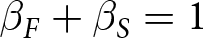 beta upper F plus beta upper S equals 1