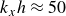 k Subscript x Baseline h almost equals 50