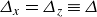 upper Delta Subscript x Baseline equals upper Delta Subscript z Baseline identical to upper Delta
