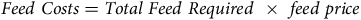 upper F e e d italic Costs equals italic Total upper F e e d italic Required times f e e d italic price