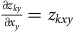 StartFraction partial differential z Subscript k y Baseline Over partial differential x Subscript y Baseline EndFraction equals z Subscript k x y