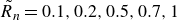 upper R overtilde Subscript n Baseline equals 0.1 comma 0.2 comma 0.5 comma 0.7 comma 1