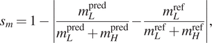 sm equals 1 minus mLpredmLpred plus mHpred minus mLrefmLref plus mHref comma
