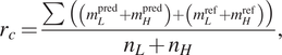 rc equals sigma summation mLpred plus mHpred plus mLref plus mHrefnL plus nH comma