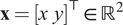 x equals xy down tack element of double struck upper R 2