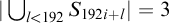 StartAbsoluteValue union Underscript l less than 192 Endscripts upper S Subscript 192 i plus l Baseline EndAbsoluteValue equals 3