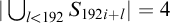 StartAbsoluteValue union Underscript l less than 192 Endscripts upper S Subscript 192 i plus l Baseline EndAbsoluteValue equals 4