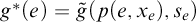 g Superscript asterisk Baseline left parenthesis e right parenthesis equals ModifyingAbove g With tilde left parenthesis p left parenthesis e comma x Subscript e Baseline right parenthesis comma s Subscript e Baseline right parenthesis