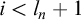 i less than l Subscript n Baseline plus 1