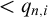 less than q Subscript n comma i