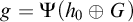 g equals normal upper Psi left parenthesis h 0 circled plus upper G right parenthesis