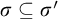 sigma subset of or equal to sigma prime