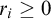 r Subscript i Baseline greater than or equals 0