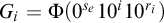 upper G Subscript i Baseline equals normal upper Phi left parenthesis 0 Superscript s Super Subscript e Superscript Baseline 10 Superscript i Baseline 10 Superscript r Super Subscript i Superscript Baseline right parenthesis