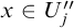 x element of upper U Subscript j Baseline quotation mark
