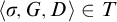 left angle bracket sigma comma upper G comma upper D right angle bracket element of upper T