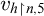v Subscript h up harpoon with barb right n comma 5