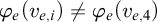 phi Subscript e Baseline left parenthesis v Subscript e comma i Baseline right parenthesis not equals phi Subscript e Baseline left parenthesis v Subscript e comma 4 Baseline right parenthesis