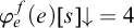 phi Subscript e Superscript f Baseline left parenthesis e right parenthesis left bracket s right bracket down arrow equals 4