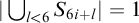 StartAbsoluteValue union Underscript l less than 6 Endscripts upper S Subscript 6 i plus l Baseline EndAbsoluteValue equals 1