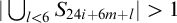 StartAbsoluteValue union Underscript l less than 6 Endscripts upper S Subscript 24 i plus 6 m plus l Baseline EndAbsoluteValue greater than 1