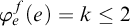 phi Subscript e Superscript f Baseline left parenthesis e right parenthesis equals k less than or equals 2