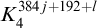 upper K 4 Superscript 384 j plus 192 plus l