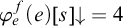 phi Subscript e Superscript f Baseline left parenthesis e right parenthesis left bracket s right bracket down arrow equals 4